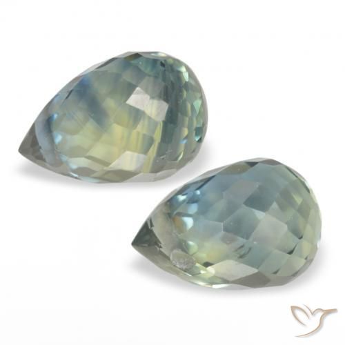 Pedras preciosas de Safira Azul verde natural de 1.50 ct, Briolette, VS