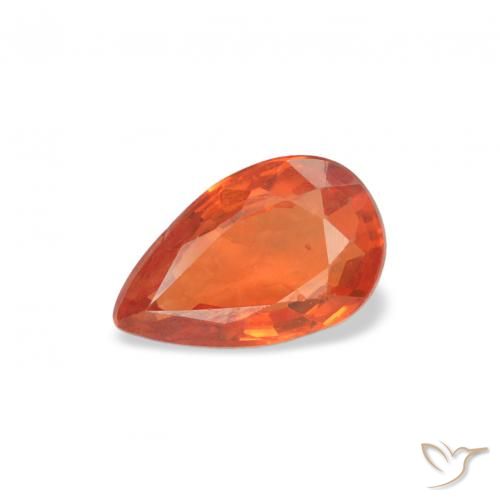 0.52ct Natural Laranja Médio Safira, Formato de pêra, VS
