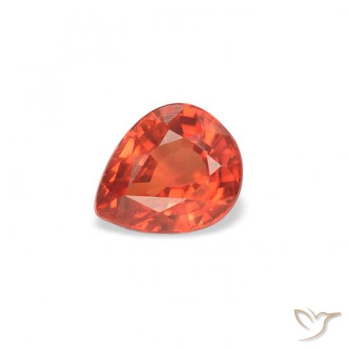 0.51ct Natural laranja quente Safira, Formato de pêra, VS