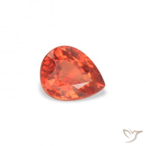 Safira laranja quente Natural 0.51ct, Formato de pêra, VS