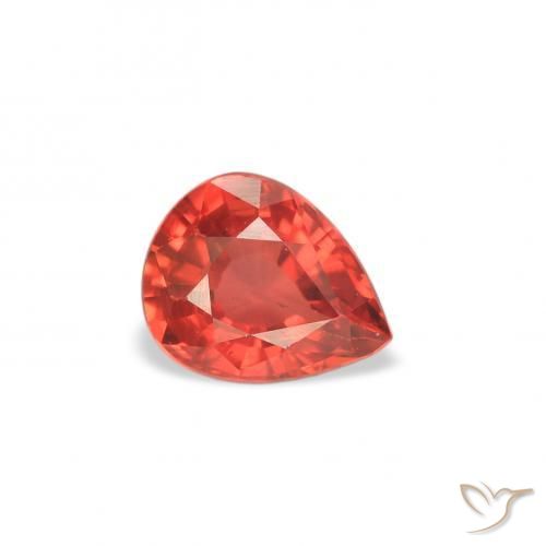 Safira vermelho intenso Natural 0.42ct, Formato de pêra, VS