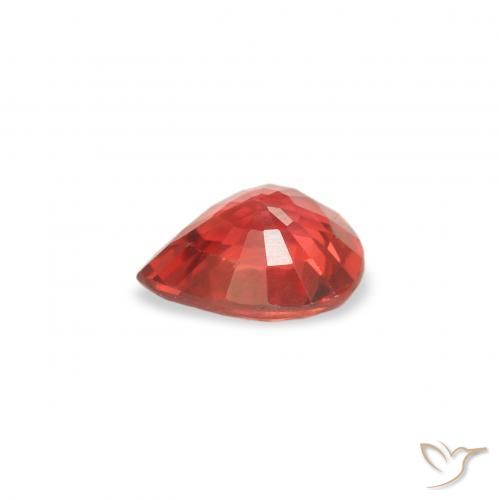 Safira vermelho intenso Natural 0.42ct, Formato de pêra, VS