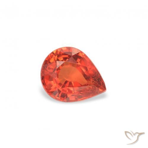 Safira vermelho intenso Natural 0.46ct, Formato de pêra, VS