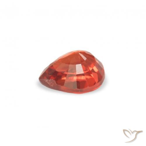 Safira vermelho intenso Natural 0.46ct, Formato de pêra, VS