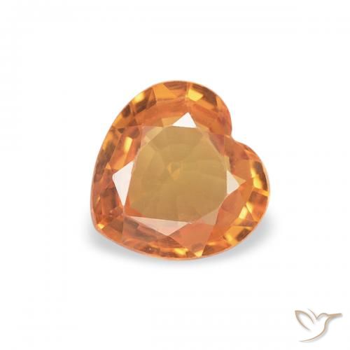 0.38ct Natural Laranja Profundo Safira, Coração, VVS