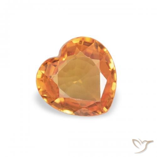 Safira Laranja Profundo Natural 0.38ct, Coração, VVS