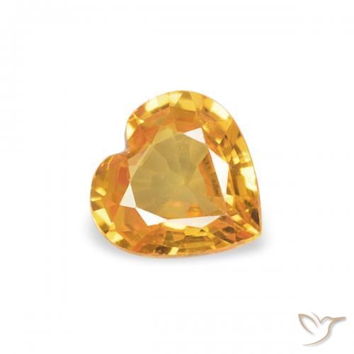 Safira Laranja Profundo-Ouro Natural 0.33ct, Coração, VVS