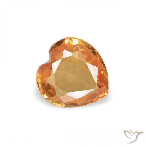Safira Laranja brilhante Natural 0.32ct, Coração, VVS