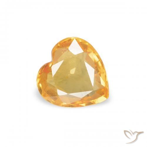 Safira Laranja brilhante Natural 0.35ct, Coração, VVS