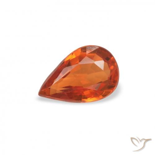 0.49ct Natural fogo laranja Safira, Formato de pêra, VVS-VS