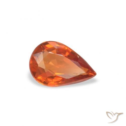 Safira fogo laranja Natural 0.49ct, Formato de pêra, VVS-VS