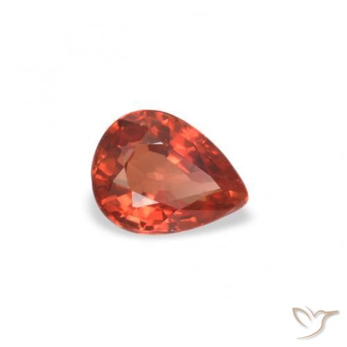 Safira vermelho médio Natural 0.39ct, Formato de pêra, VVS-VS