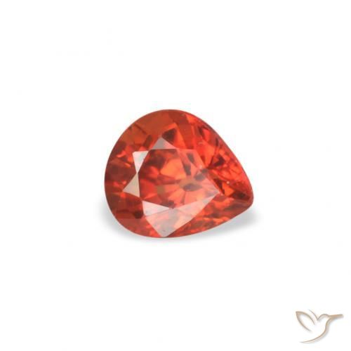 Safira Vermelho Carmesim Brilhante Natural 0.45ct, Formato de pêra, VVS-VS