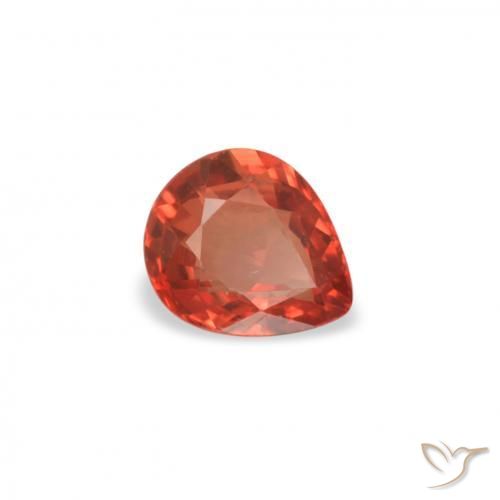 Safira vermelho médio Natural 0.43ct, Formato de pêra, VVS-VS