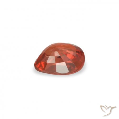 Safira vermelho médio Natural 0.43ct, Formato de pêra, VVS-VS
