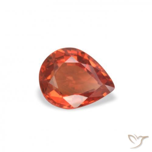 Safira vermelho médio Natural 0.51ct, Formato de pêra, VVS-VS