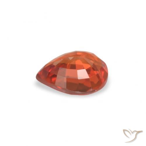 Safira vermelho médio Natural 0.51ct, Formato de pêra, VVS-VS
