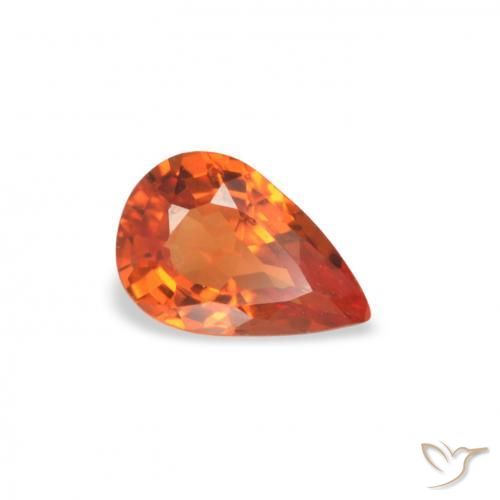 Safira vermelho intenso Natural 0.46ct, Formato de pêra, VVS-VS