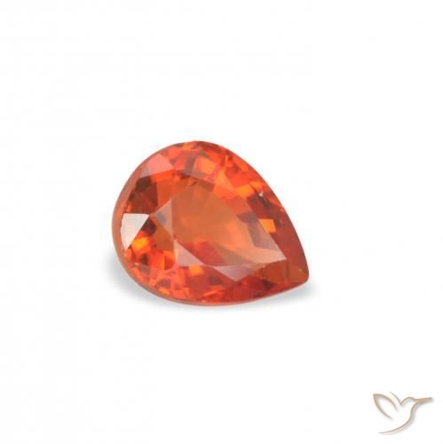 Safira laranja avermelhado Natural 0.52ct, Formato de pêra, VVS-VS