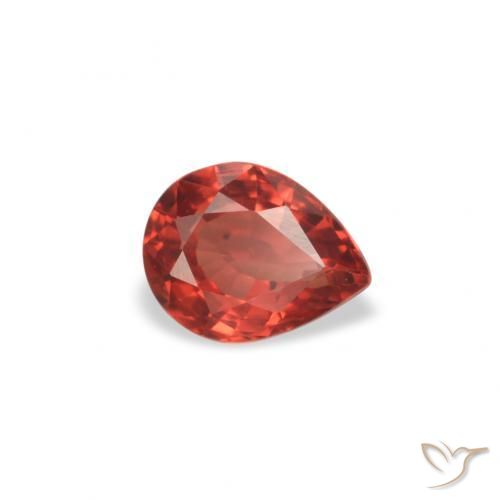 Safira Vermelho Carmesim Brilhante Natural 0.45ct, Formato de pêra, VVS-VS