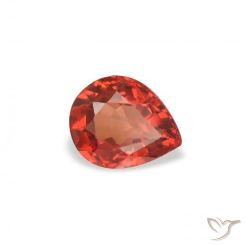 Safira Vermelho brilhante Natural 0.42ct, Formato de pêra, VVS-VS