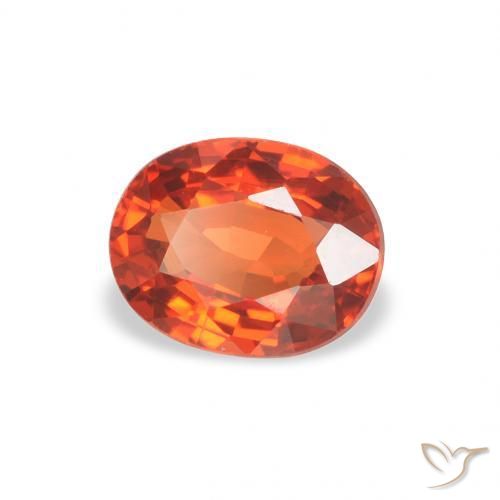 Safira laranja avermelhado Natural 0.58ct, oval, VVS