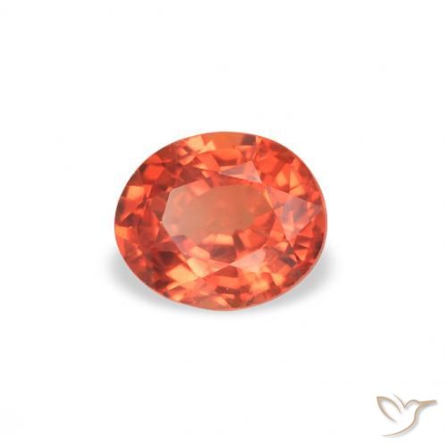 Safira laranja avermelhado Natural 0.38ct, oval, VVS