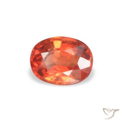 Safira laranja avermelhado Natural 0.52ct, oval, VVS