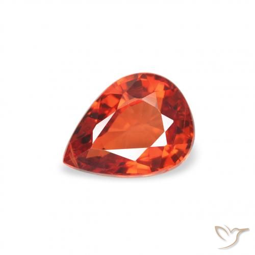 0.51ct Natural Laranja Profundo Safira, Formato de pêra, VS