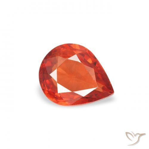 Safira fogo laranja Natural 0.45ct, Formato de pêra, VS