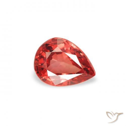 Safira vermelho médio Natural 0.43ct, Formato de pêra, VS