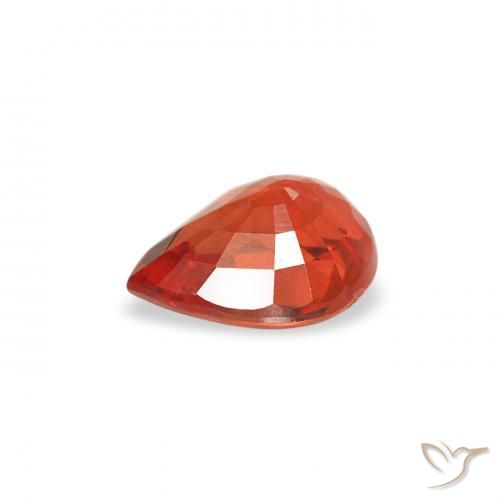 Safira vermelho intenso Natural 0.42ct, Formato de pêra, VS