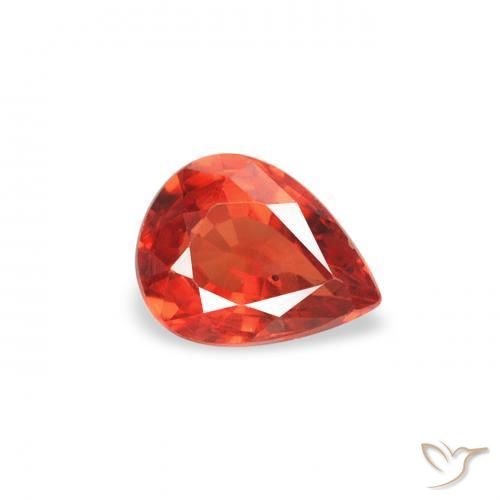 Safira vermelho intenso Natural 0.38ct, Formato de pêra, VS