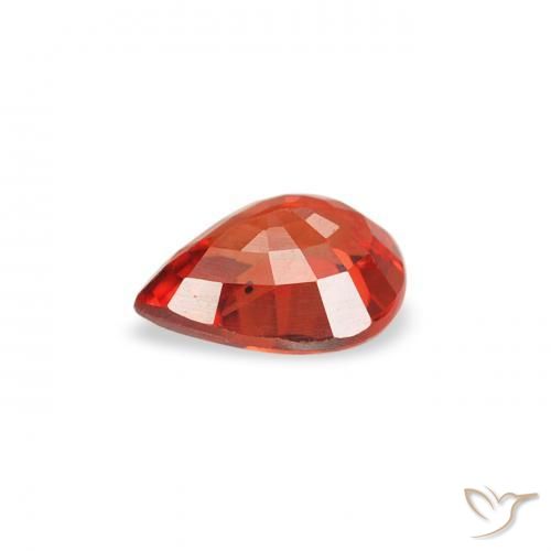 Safira vermelho intenso Natural 0.38ct, Formato de pêra, VS