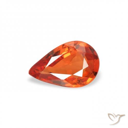 0.44ct Natural laranja avermelhado Safira, Formato de pêra, VS