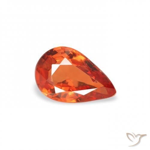 Safira laranja avermelhado Natural 0.44ct, Formato de pêra, VS