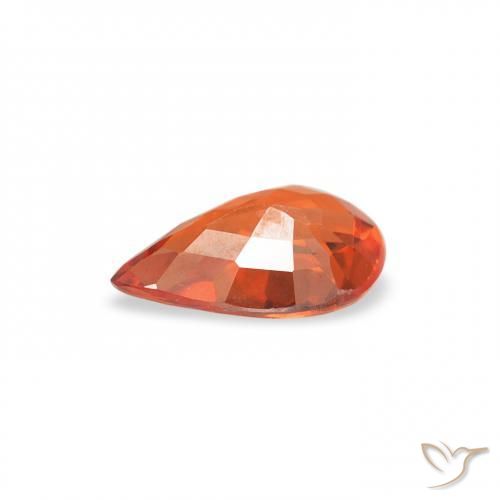 Safira laranja avermelhado Natural 0.44ct, Formato de pêra, VS