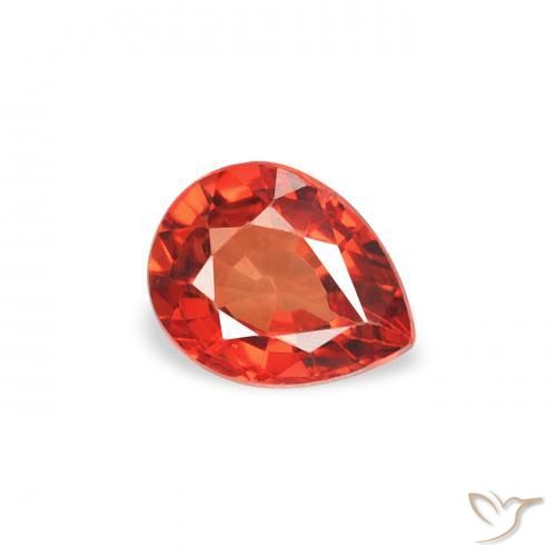 Safira Laranja Médio Natural 0.42ct, Formato de pêra, VS