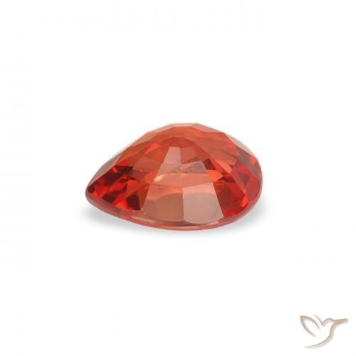 Safira Laranja Médio Natural 0.42ct, Formato de pêra, VS