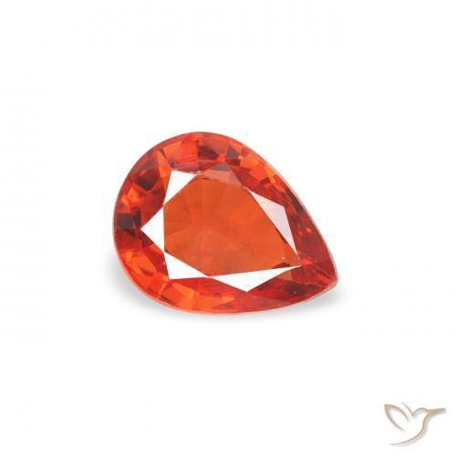 Safira âmbar laranja Natural 0.44ct, Formato de pêra, VS