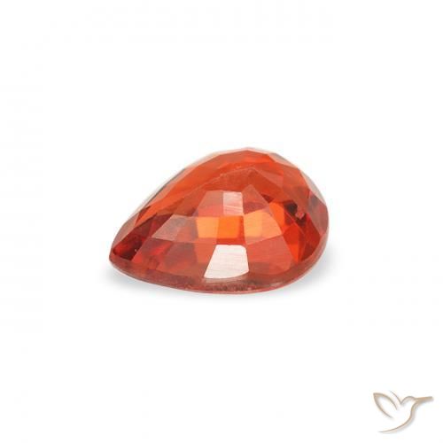 Safira âmbar laranja Natural 0.44ct, Formato de pêra, VS