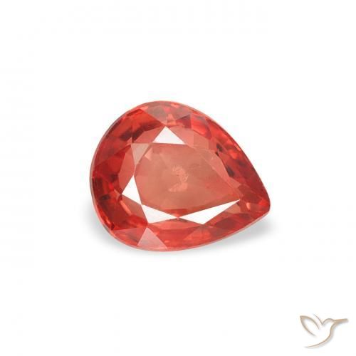 Safira vermelho intenso Natural 0.49ct, Formato de pêra, VS