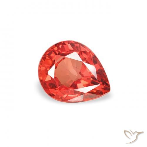 Safira vermelho intenso Natural 0.49ct, Formato de pêra, VS