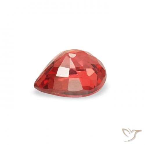 Safira vermelho intenso Natural 0.49ct, Formato de pêra, VS