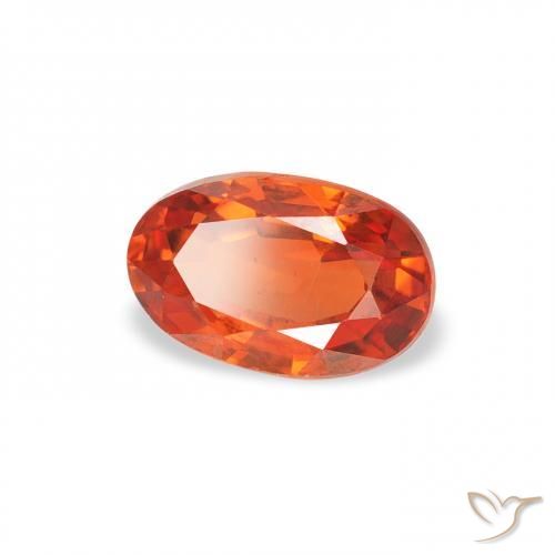 Safira laranja avermelhado Natural 0.76ct, oval, VS