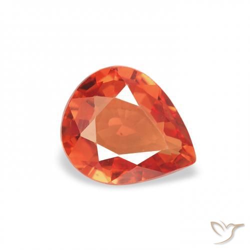 Safira Laranja Médio Natural 0.68ct, Formato de pêra, VVS