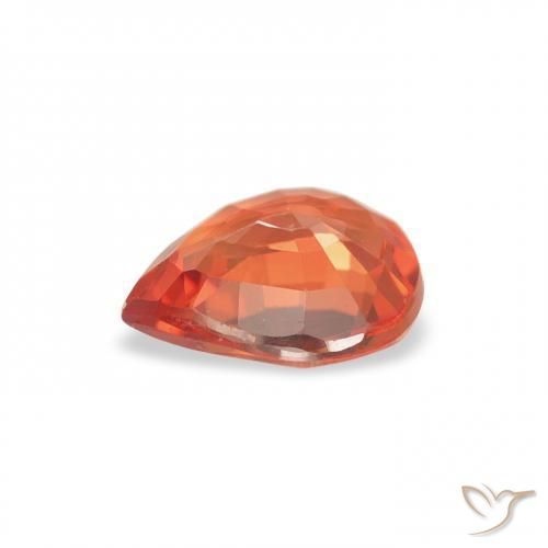 Safira Laranja Médio Natural 0.68ct, Formato de pêra, VVS