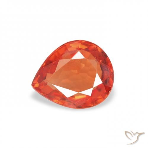 0.67ct Natural laranja avermelhado Safira, Formato de pêra, VVS