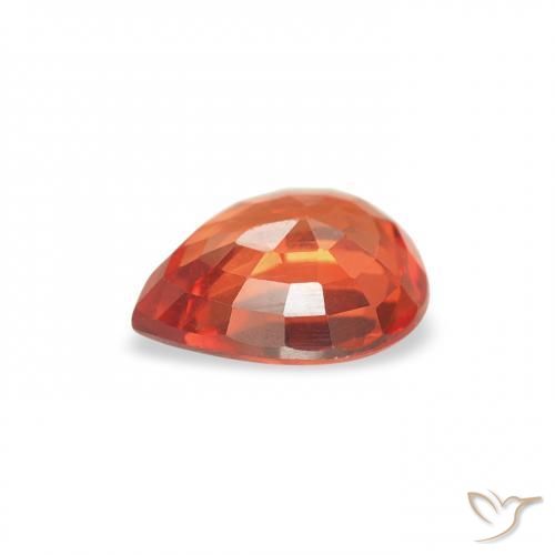 Safira laranja avermelhado Natural 0.67ct, Formato de pêra, VVS