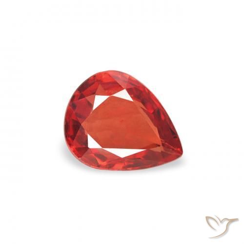 Safira vermelho médio Natural 0.37ct, Formato de pêra, VS